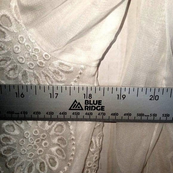 Free People Flowy Crop Semi Sheer Ruffle Eyelet Blouse S White - Picture 10 of 12